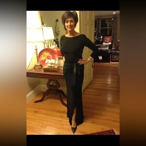 Ralph Lauren Evening Long Dress Black 3/4 sleeve cocktail Holiday Wedding size 6